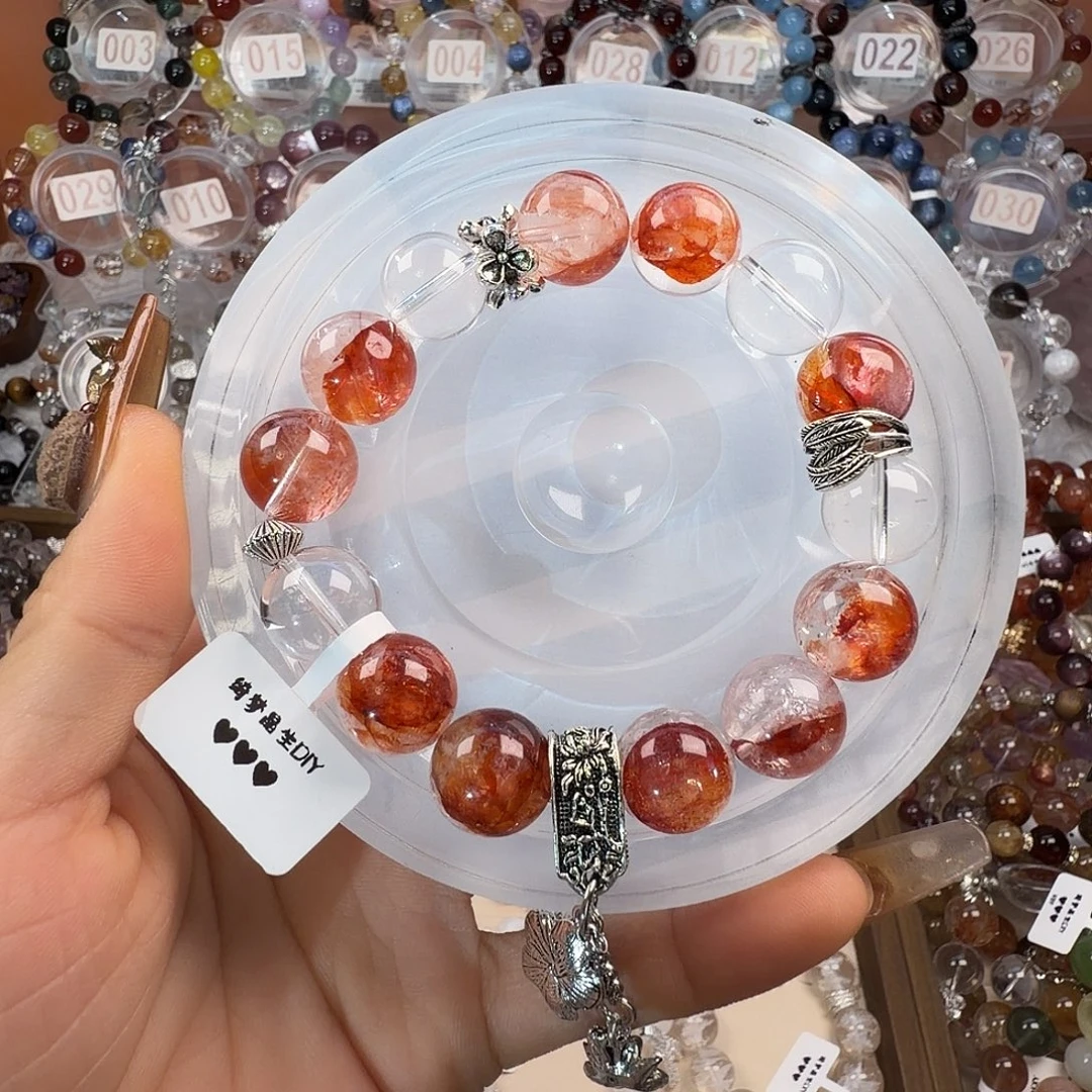 合金水晶手链红椒花加白水