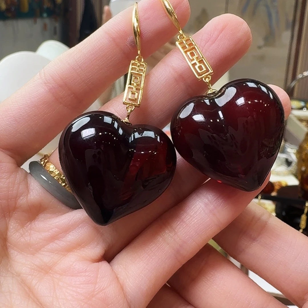 琥珀未镶嵌颈饰耳坠