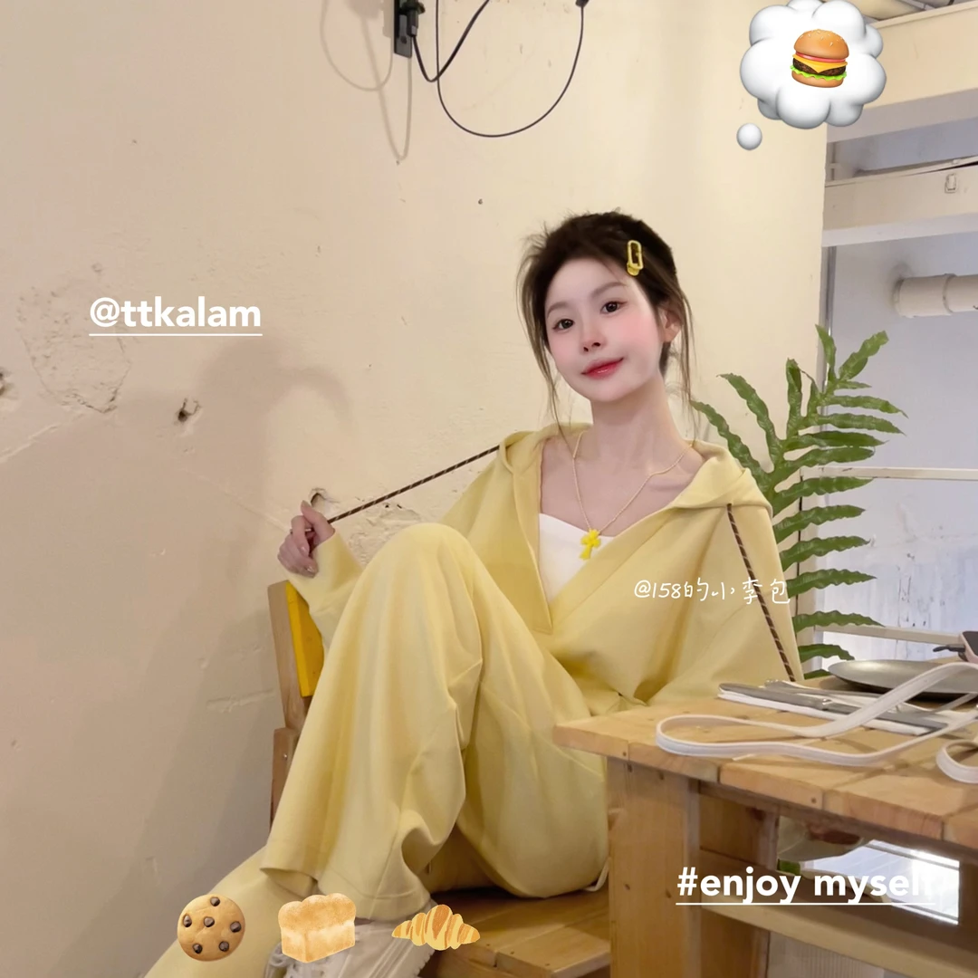 清仓款【苏黎街头】2025春季新款假两件卫衣套装韩版宽松百搭两件套