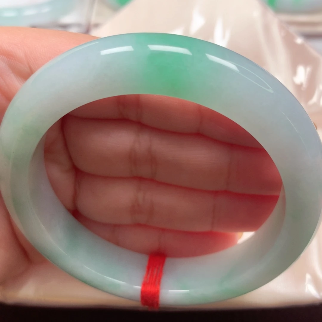 翡翠未镶嵌手镯21宽版冰胶阳绿