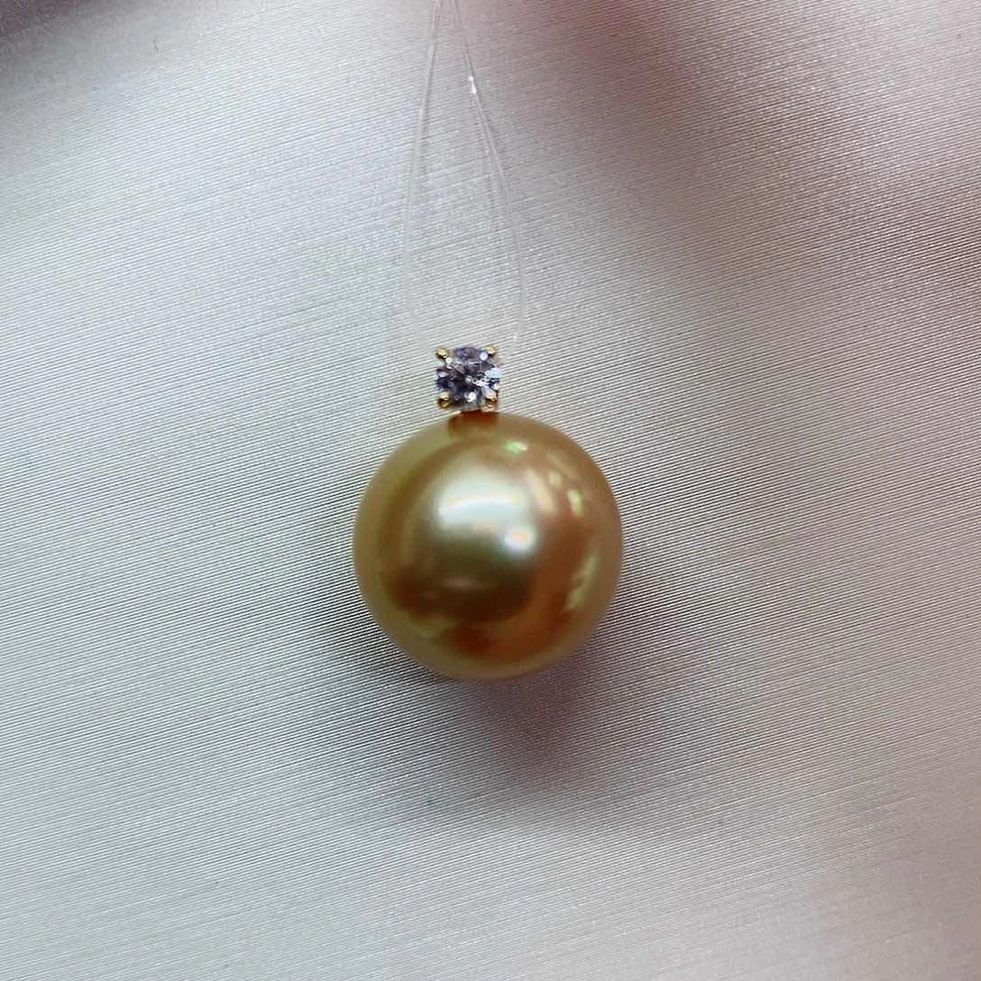 吊坠(不含链)18K金镶嵌海水珍珠12-13