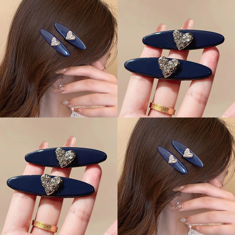 蓝色控~ 高级感爱心对夹发夹女刘海夹侧边夹发饰头饰少女边夹顶夹