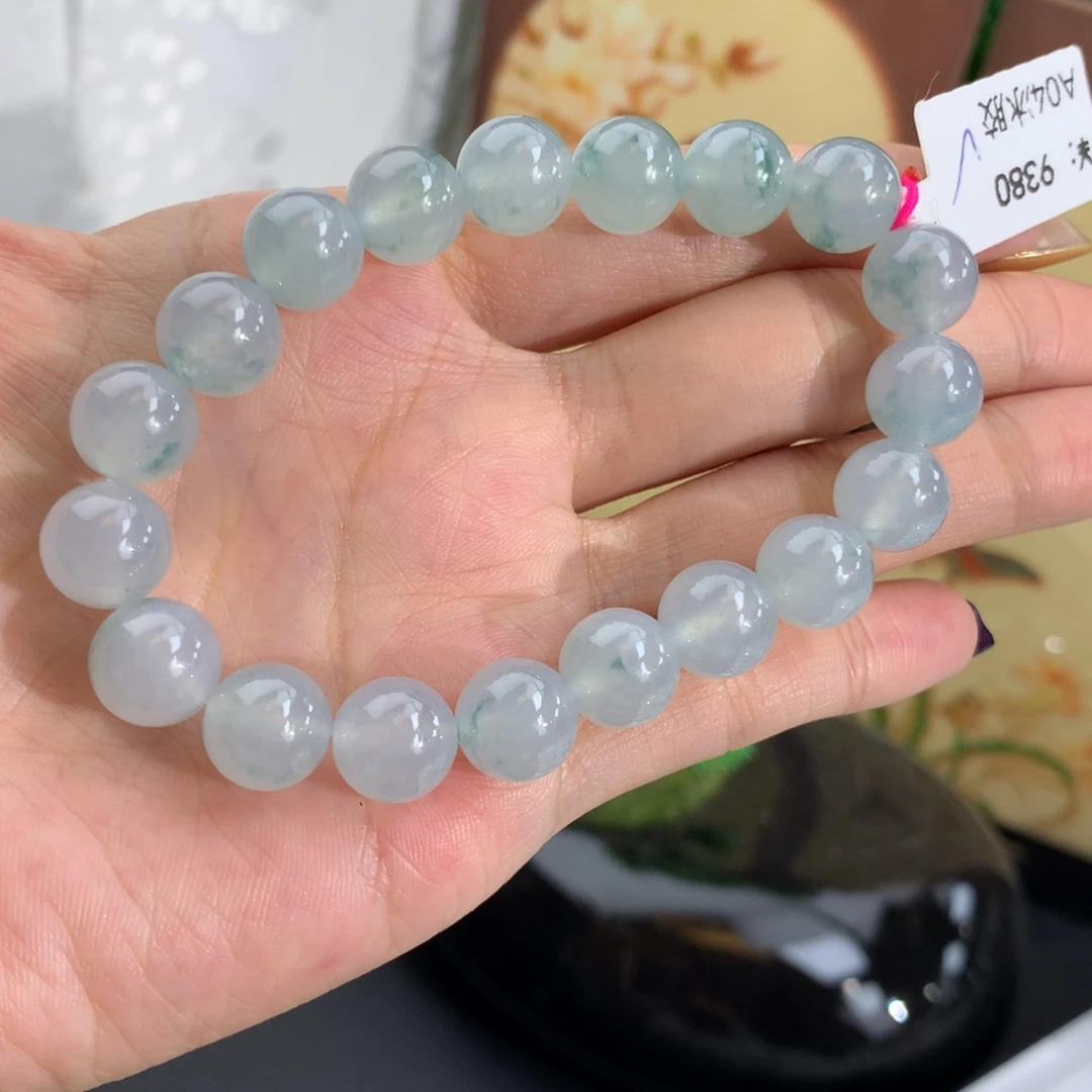 翡翠未镶嵌手串卡10冰飘蓝花手串