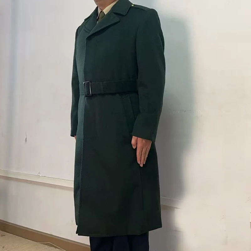 五干毛呢大衣橄榄绿羊绒大衣