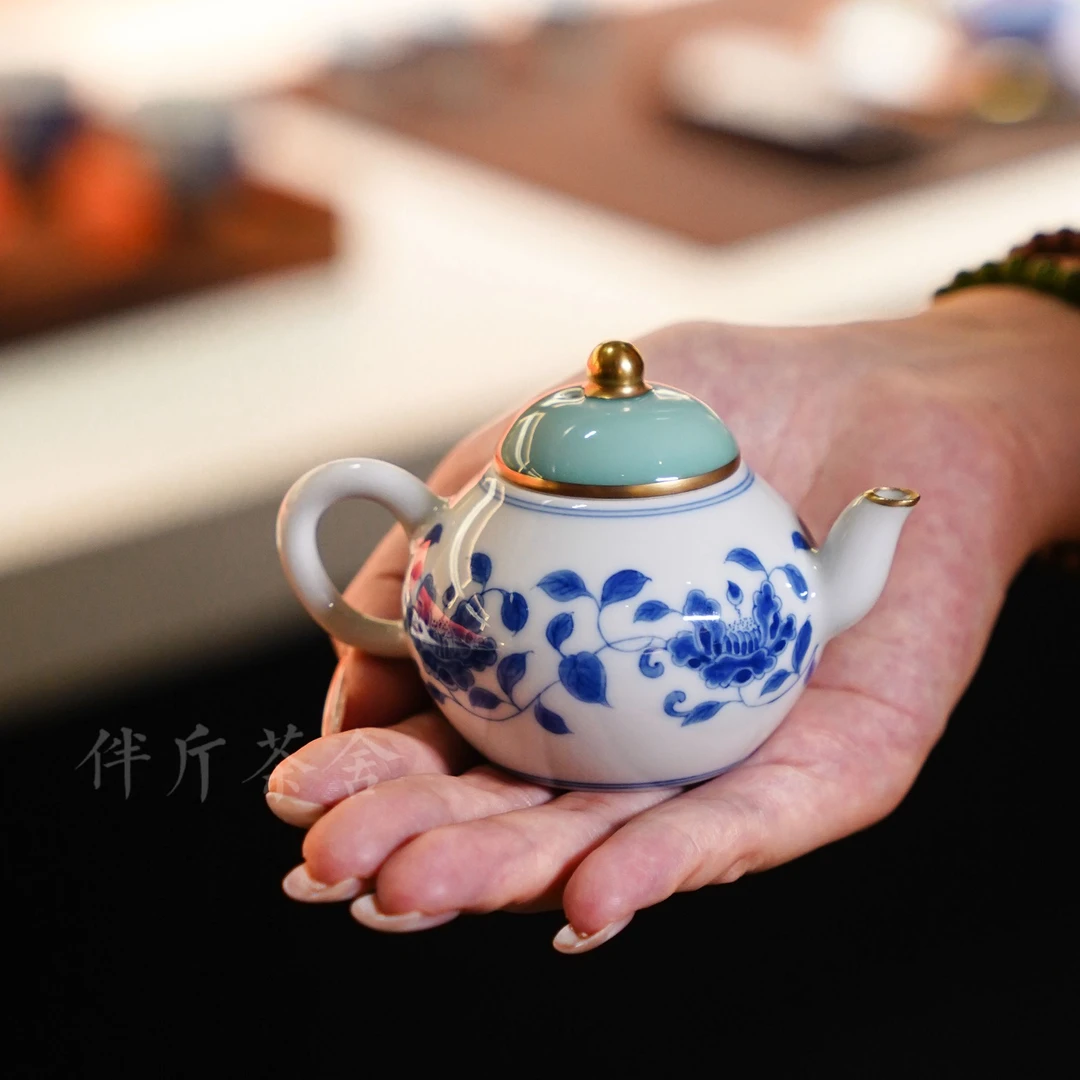 华隐堂   天水碧秋葵花小壶   茶具茶道手工主人杯手绘