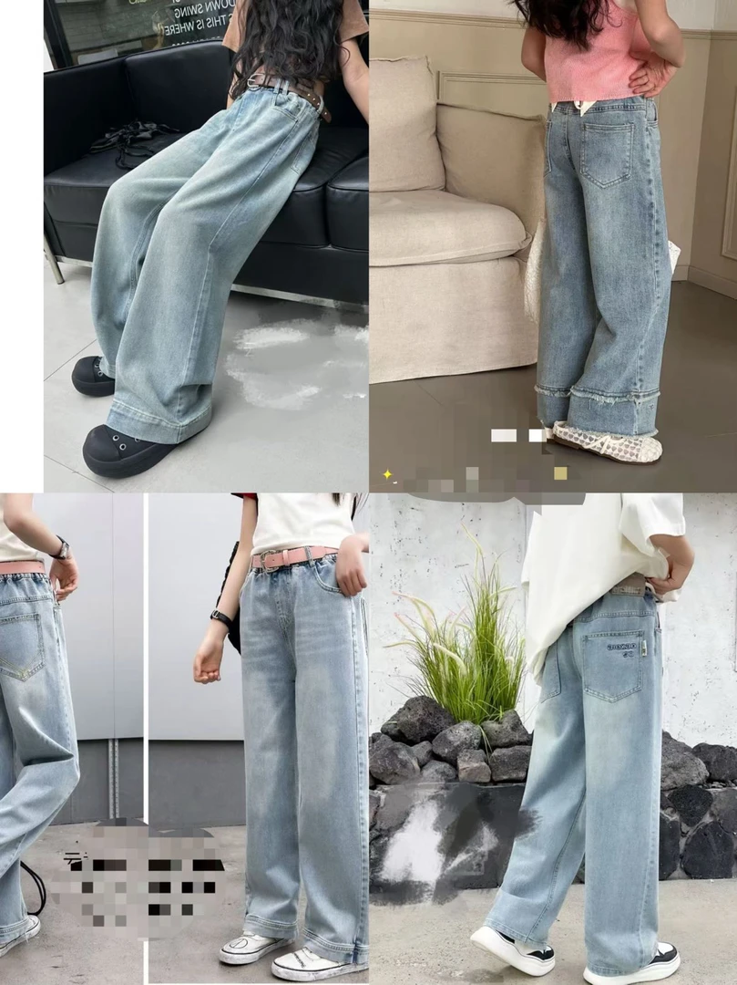 女童春季百搭显瘦牛仔裤2025新款时尚洋气女中大童宽松韩版直筒裤