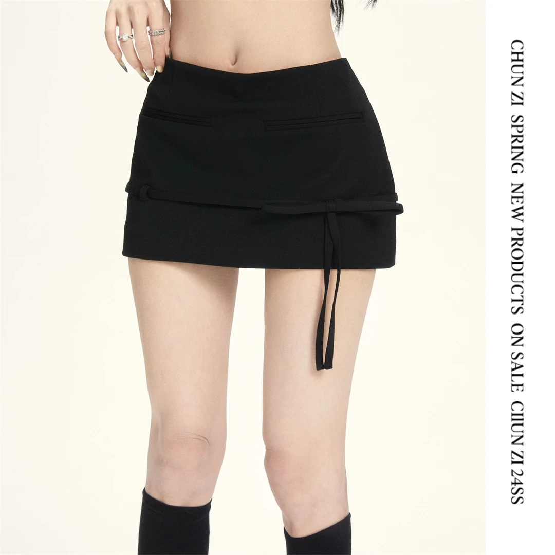 【CHUN ZI】早春蝴蝶结半身裙裙裤短款简约百搭休闲裤女