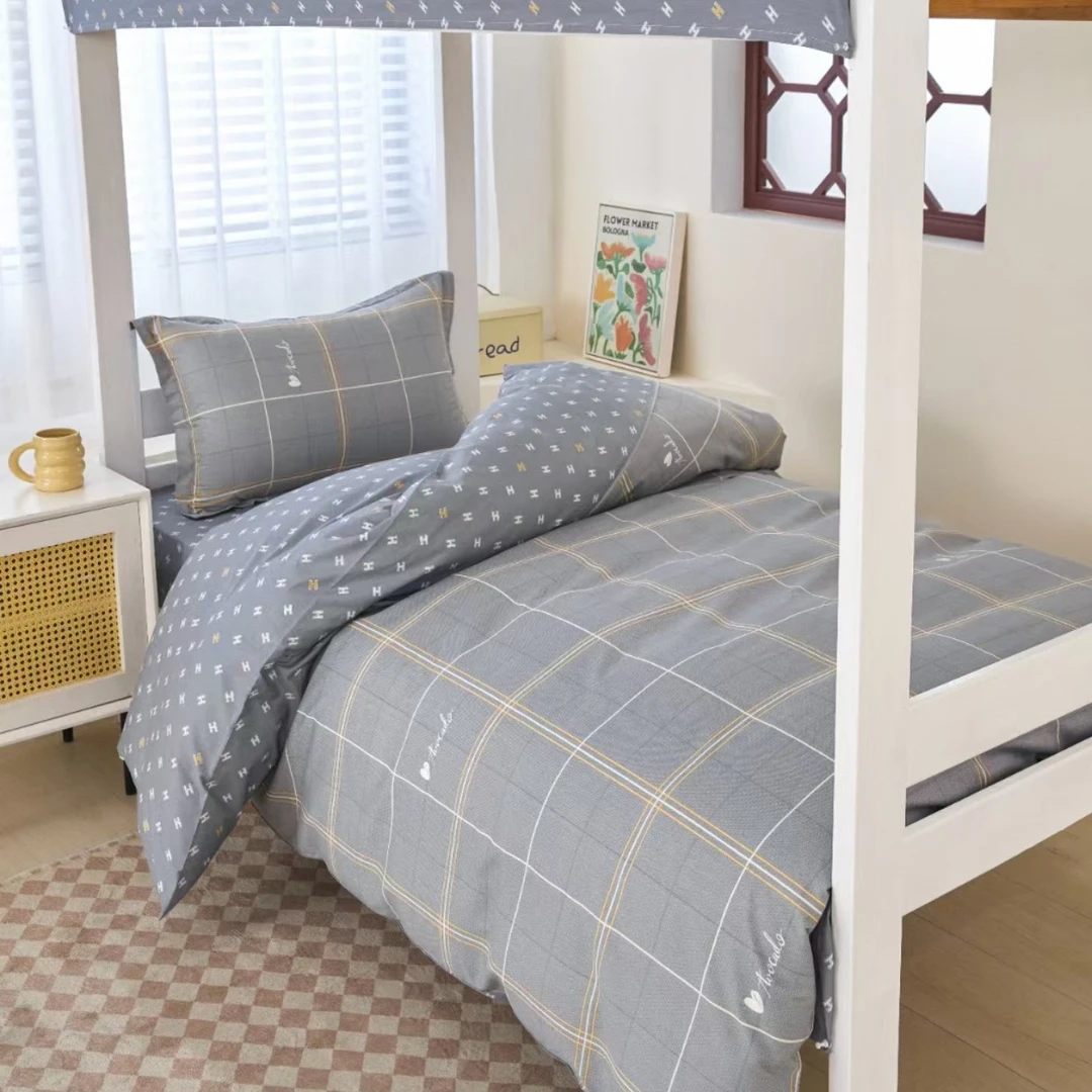 学生宿舍纯棉印花三件套简约上下铺单人