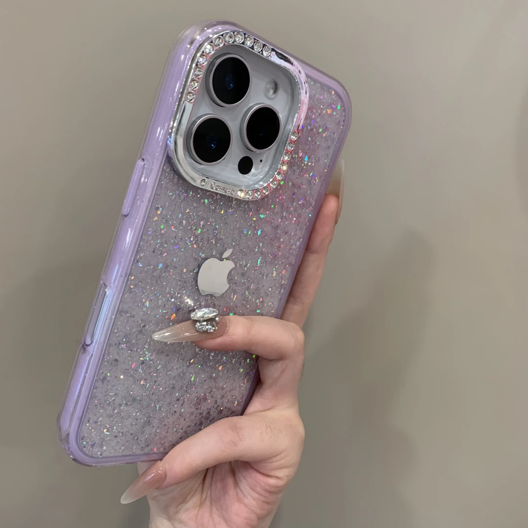 高级时尚轻奢闪钻适用苹果16promax手机壳iphone15闪粉14高级13女
