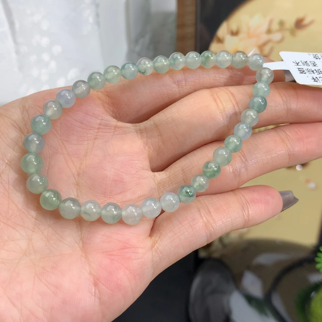 翡翠手链未镶嵌卡5-5.6冰飘花手串