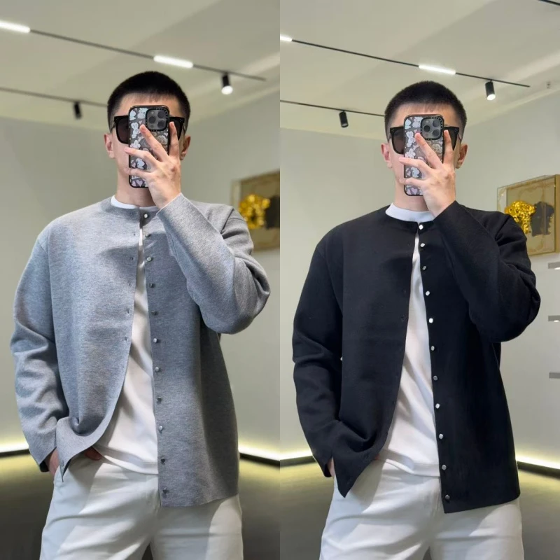 （秋款）古帝特尼“高奢简约”经典羊毛混纺针织圆领休闲开衫JF-021