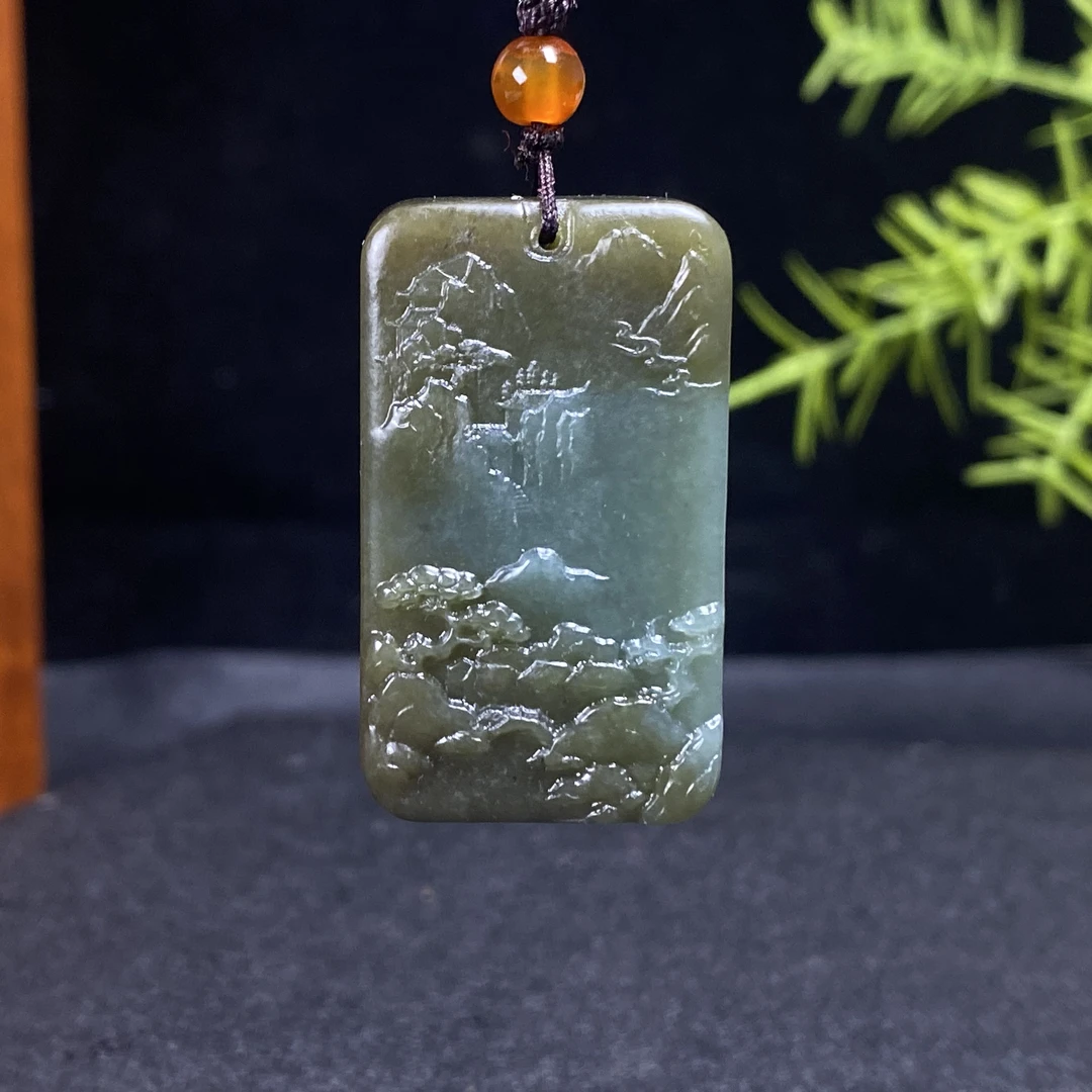 91135和田玉且末蓝山水牌