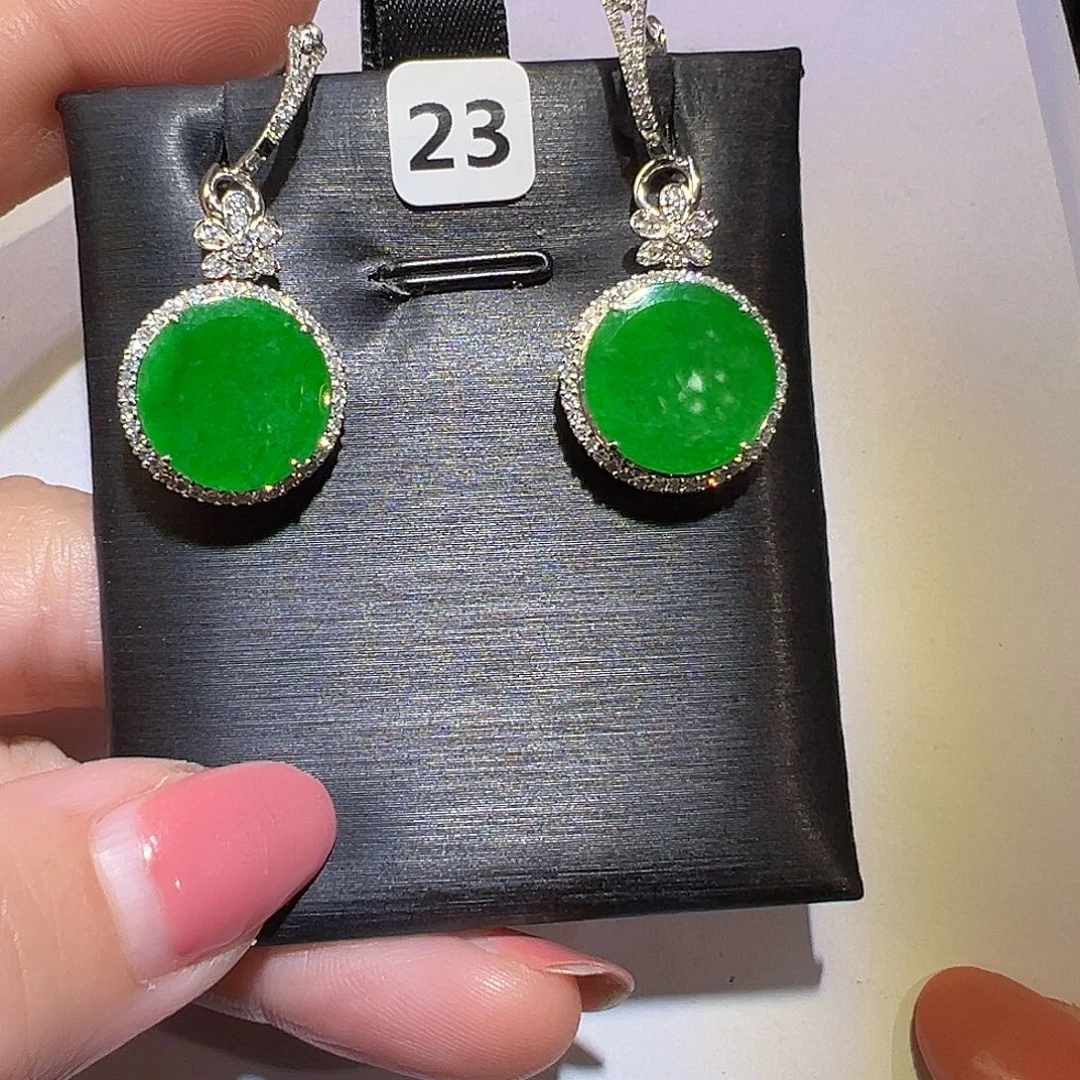 翡翠耳饰18K金镶嵌耳环