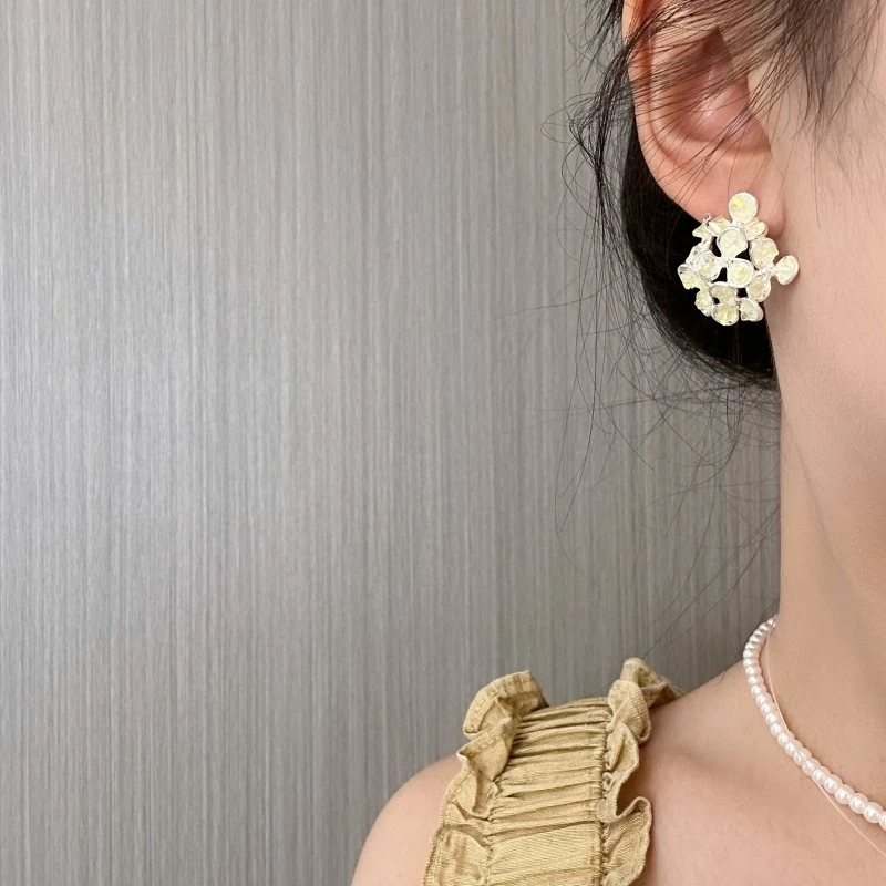 铜合金仿水晶耳饰 【么么专属】设计感不规则闪亮耳环 银针 ins超仙