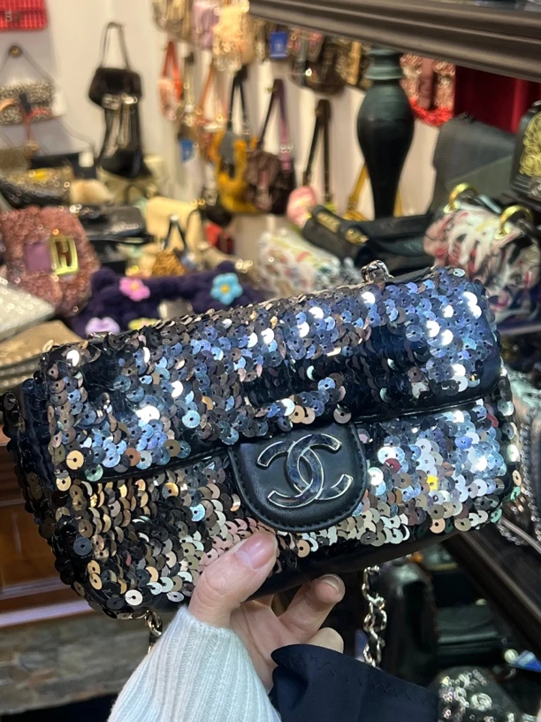 95新 Chanel/香奈儿 chanel双面亮片mini cf单肩包