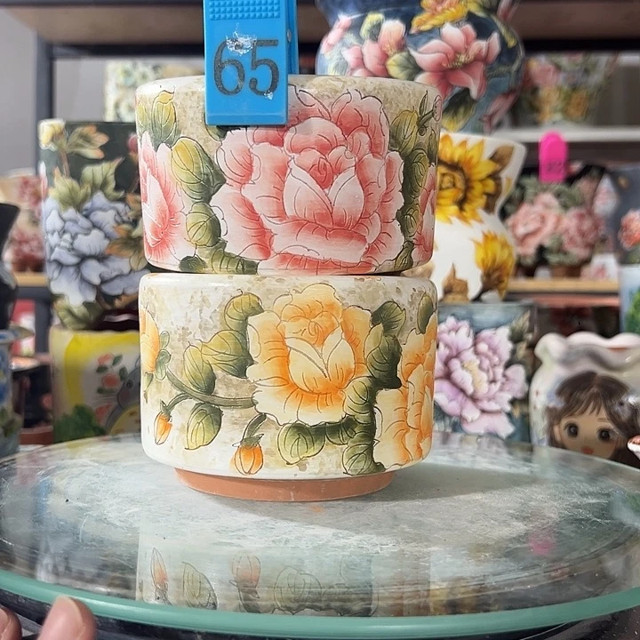 满38包邮 景德镇手绘花盆