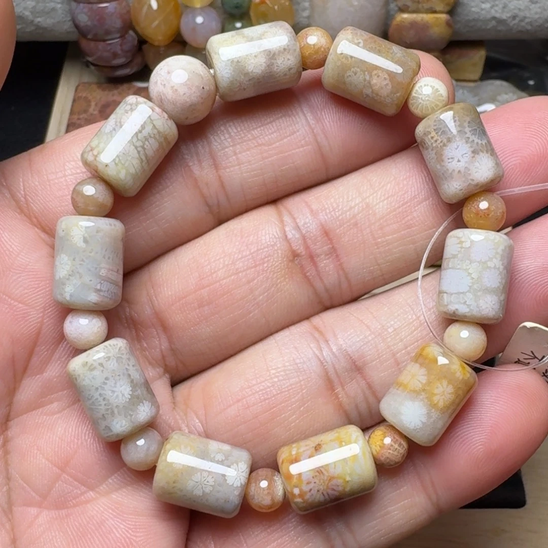 硅化玉未镶嵌纯天然色有机玉石保真色转运珠手链