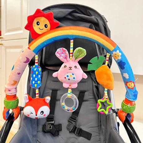 婴儿安抚车挂可调节多功能推车夹床夹宝宝车床挂安全座椅摇铃玩具