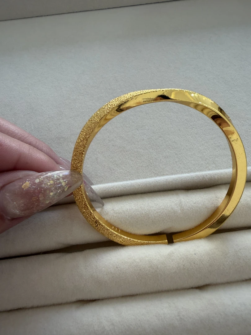 铜合金手镯 【古法双面莫比乌斯】亮面漫天星磨砂金色镯子百搭开口