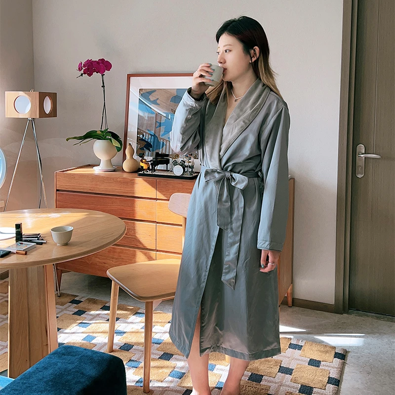 法国奢牌royalrose奢华贡缎浴袍睡袍女四季通用高端丝绒情侣睡衣