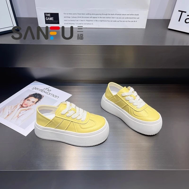 三福厚底小白鞋女两穿板鞋2025春夏新款百搭防滑软底透气休闲鞋女