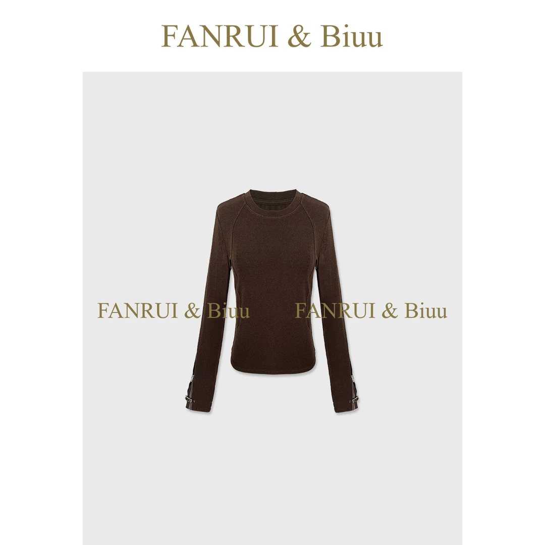 FANRUI/泛芮「贝贝biuu」手袖拉链减龄百搭圆领长袖打底上衣B18458