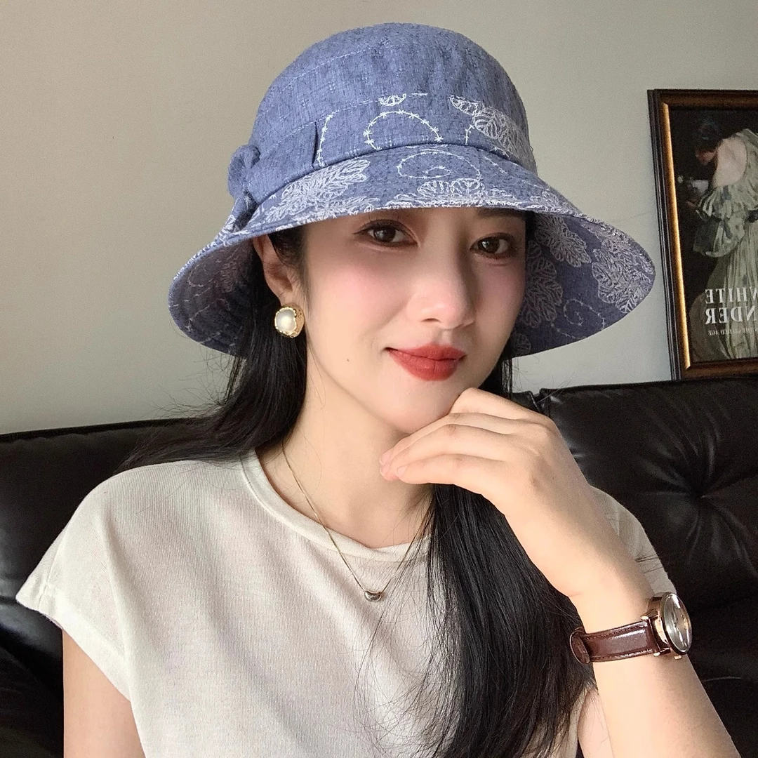 帽子女渔夫帽ins田园春夏新款盆帽洋气时尚百搭妈妈遮阳帽防晒帽