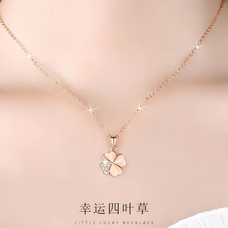 吊坠925银 幸运四叶草纯银项链女款新中式锁骨链春夏轻奢吊坠坠链