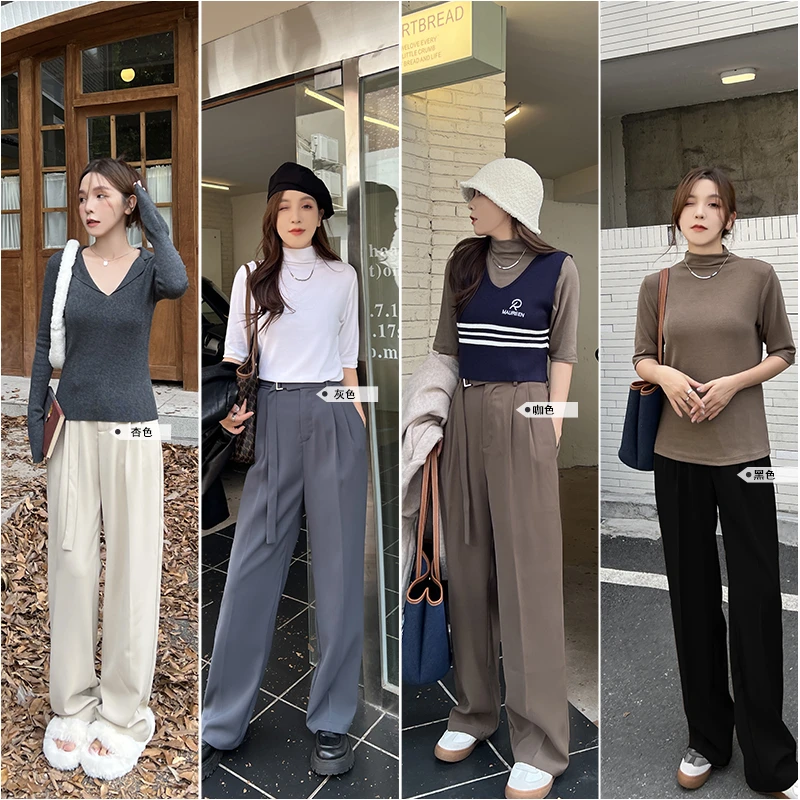 【C】微胖MM大码200斤韩版时尚拖地直筒裤    0209