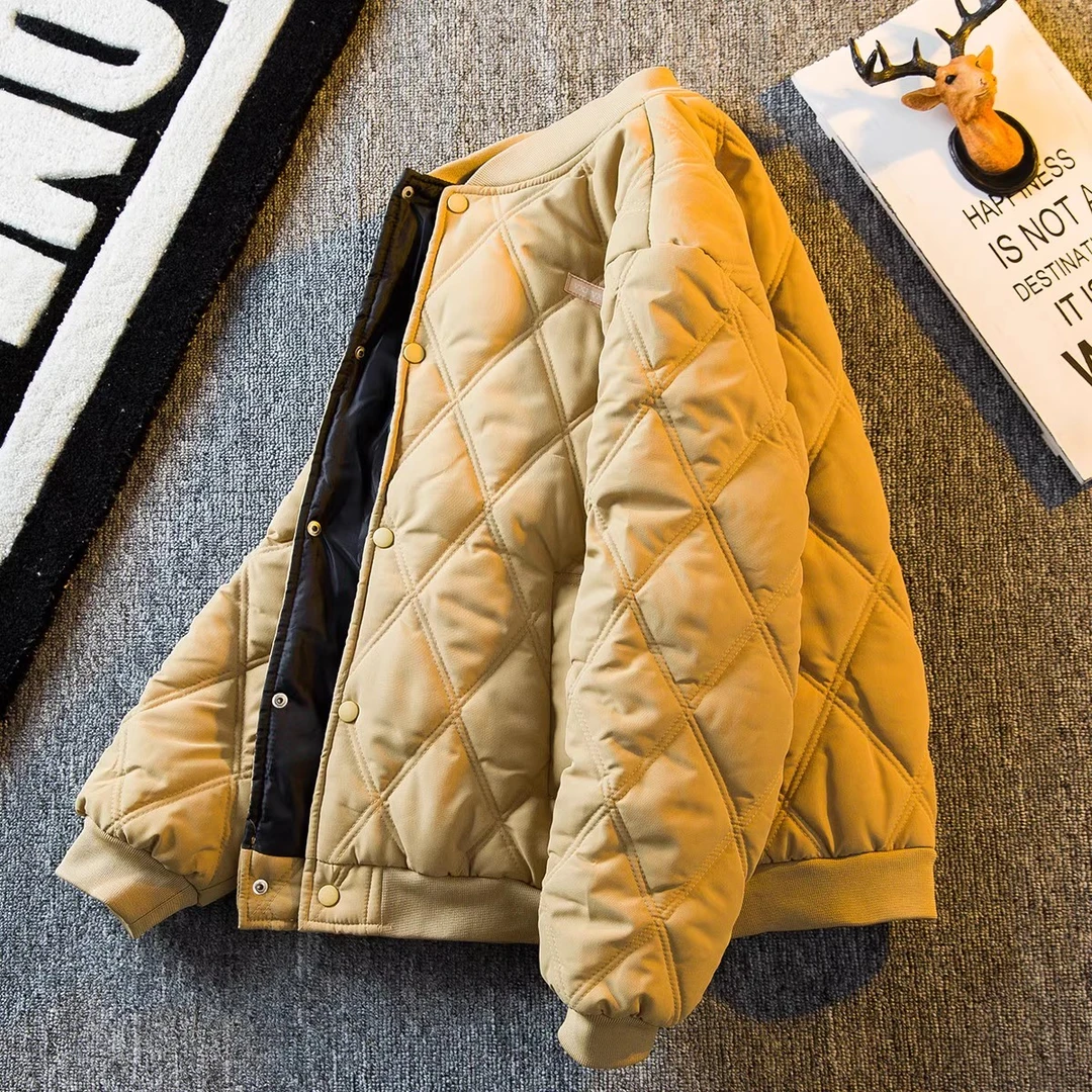 仓石一树潮牌美式复古棒球领棉服外套男韩式休闲宽松百搭保暖夹克