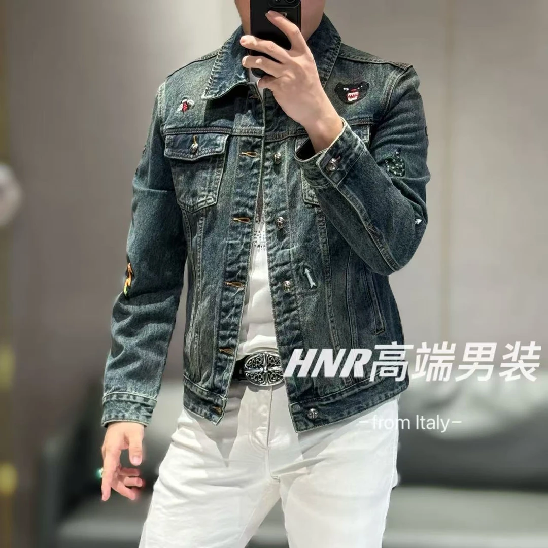 蛇年全身刺绣重工水洗春款牛仔夹克外套86705