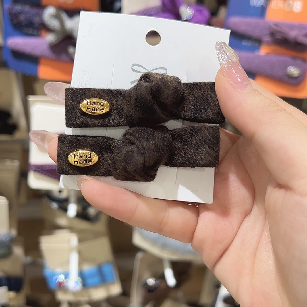 皮质铁合金豹纹蝴蝶结鸭夹