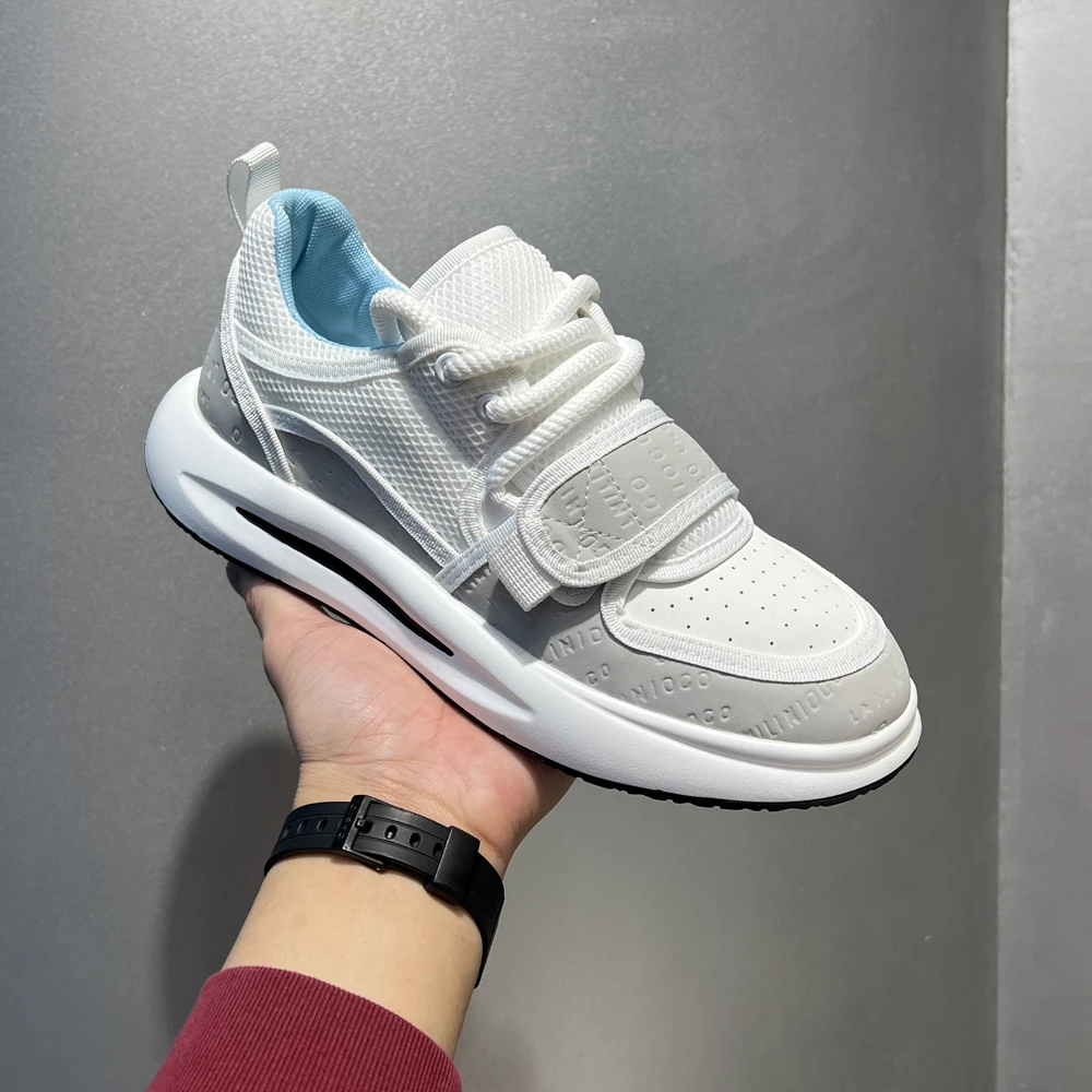 轻奢皮拼网透气摇摇底2025春夏新款时尚运动百搭舒适潮流休闲鞋男