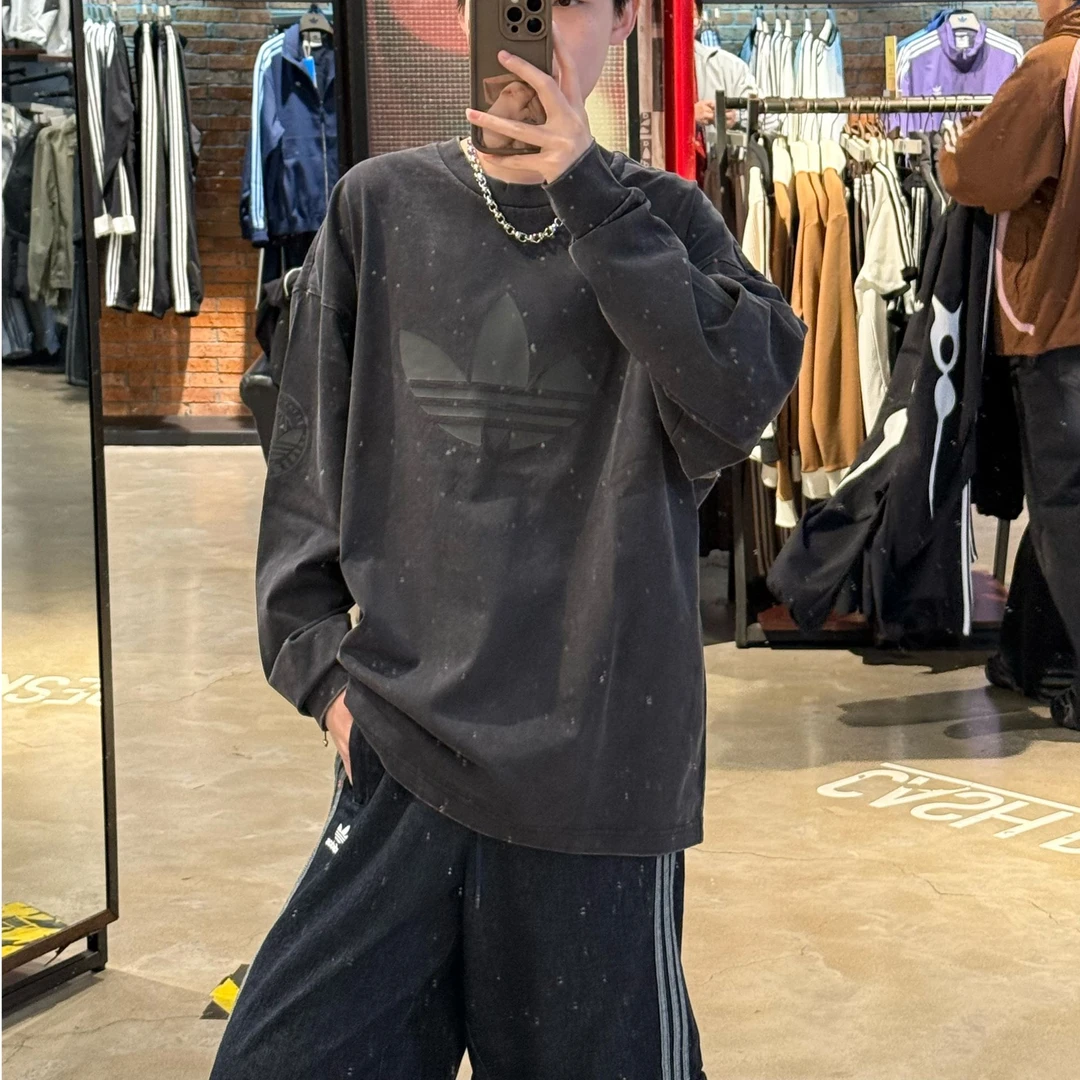BASKETBALL RETRO STREET WASHED TOP 纯棉运动长袖T恤 JN0777