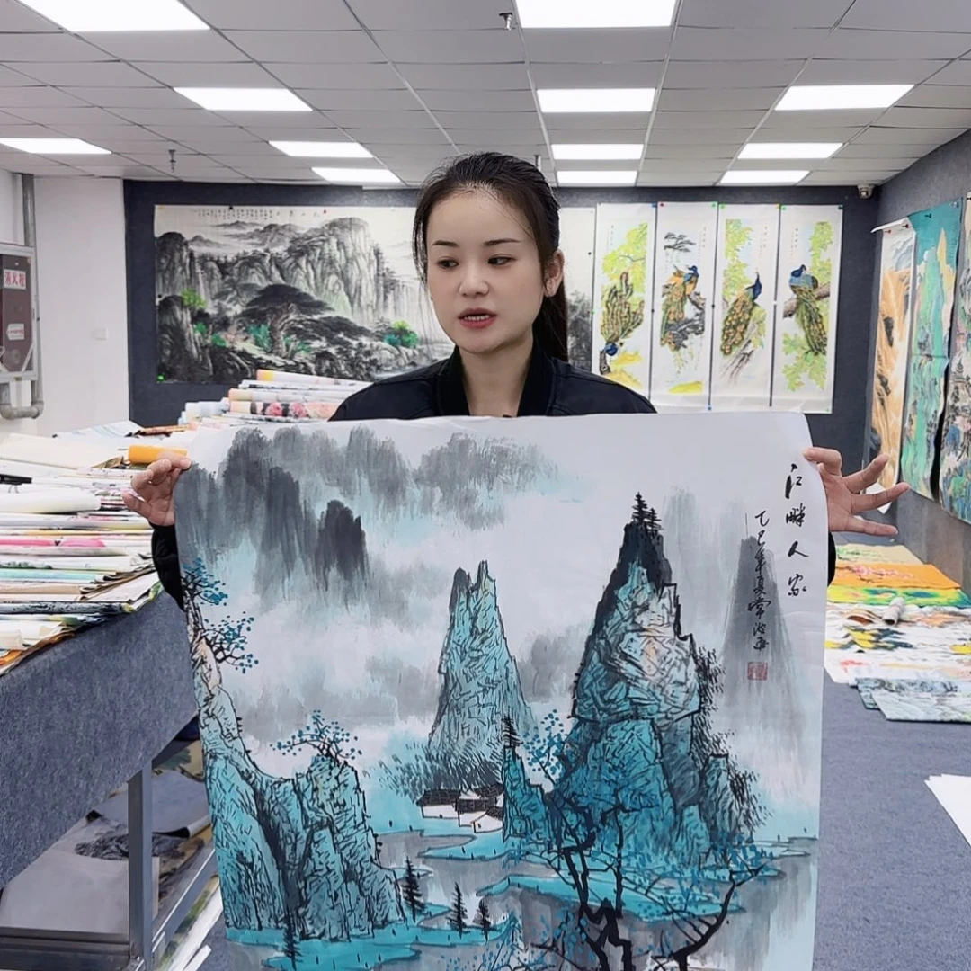 国画作品小姐姐放漏中
