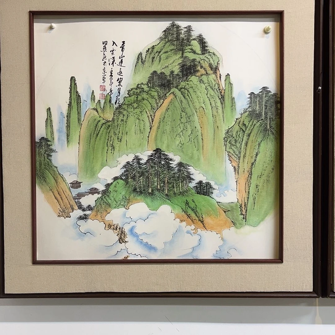 国画手绘国画，山水斗方