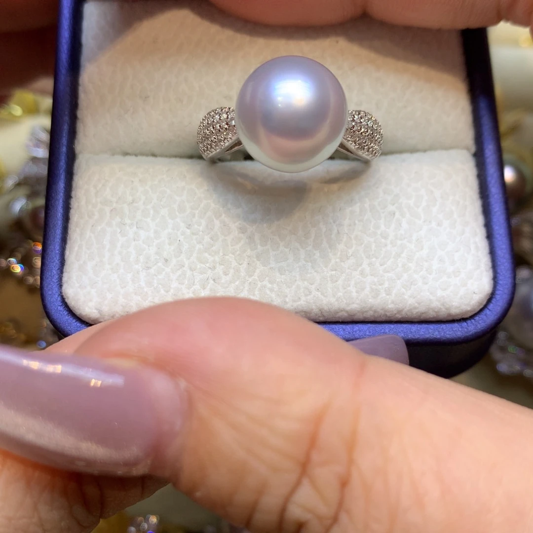 银S925镶嵌戒指海水珍珠