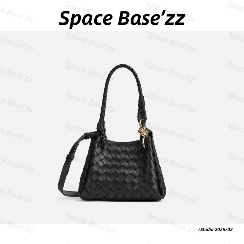 【Space Base】MSN-8002#-羊皮黑色-编织时尚轻奢降落伞包包百搭