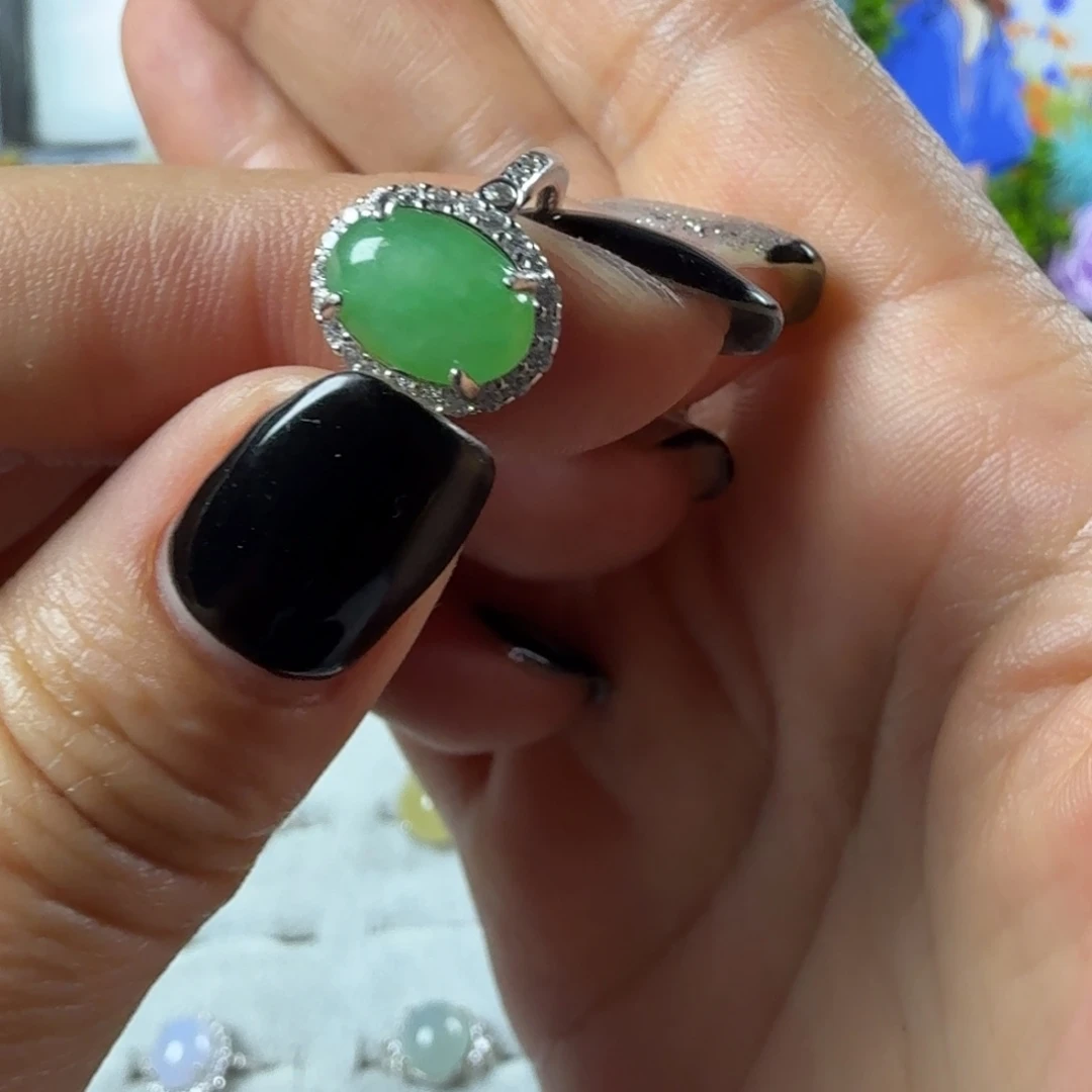 翡翠银S925镶嵌戒指