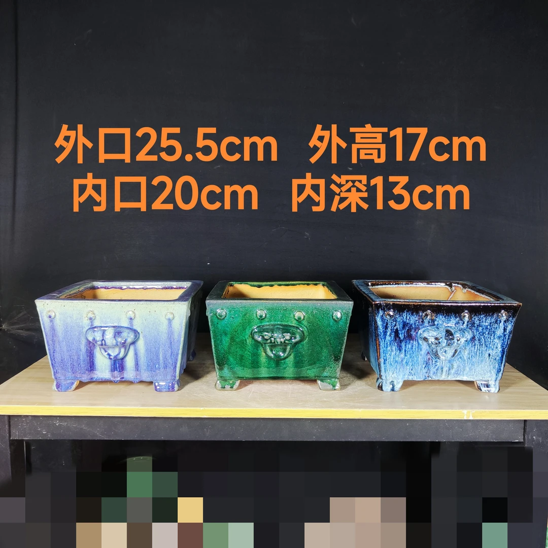 纯手工四方兽头经典款园艺用石湾花盆