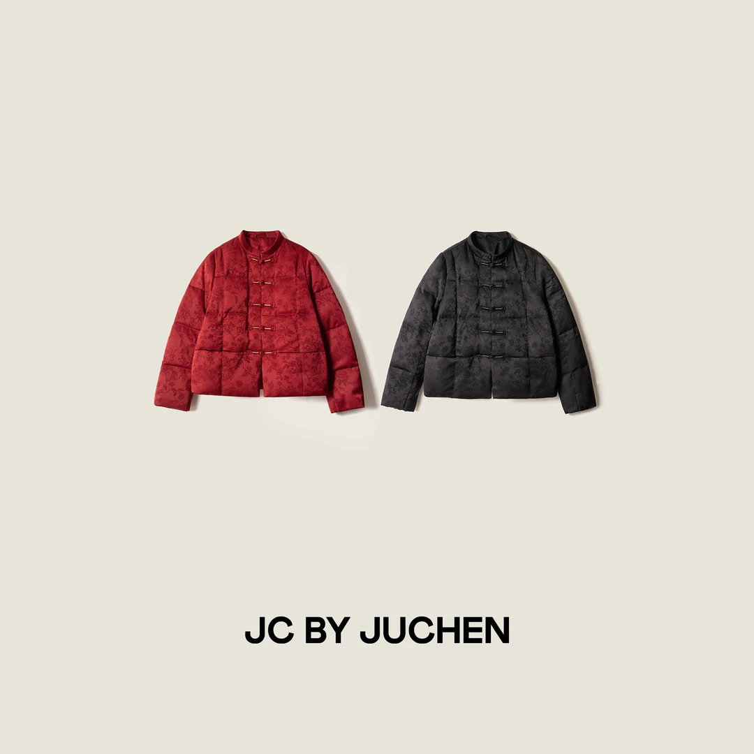 “雪落听松”国风手工盘扣90鹅绒中式提花保暖羽绒外套FW114001-149