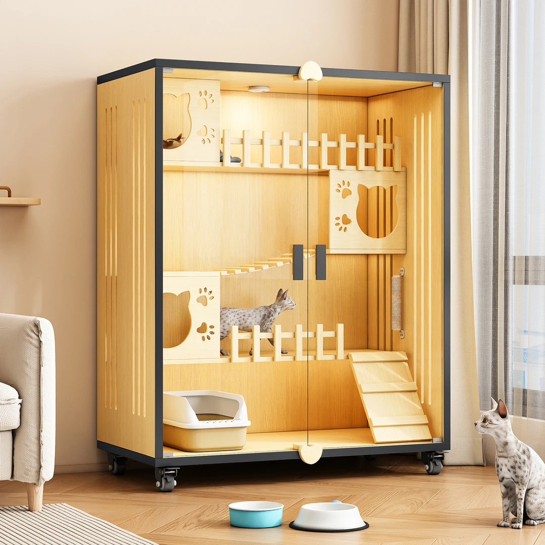 猫别墅家用室内猫笼子实木冬季保暖超大自由空间猫舍猫柜猫窝猫屋