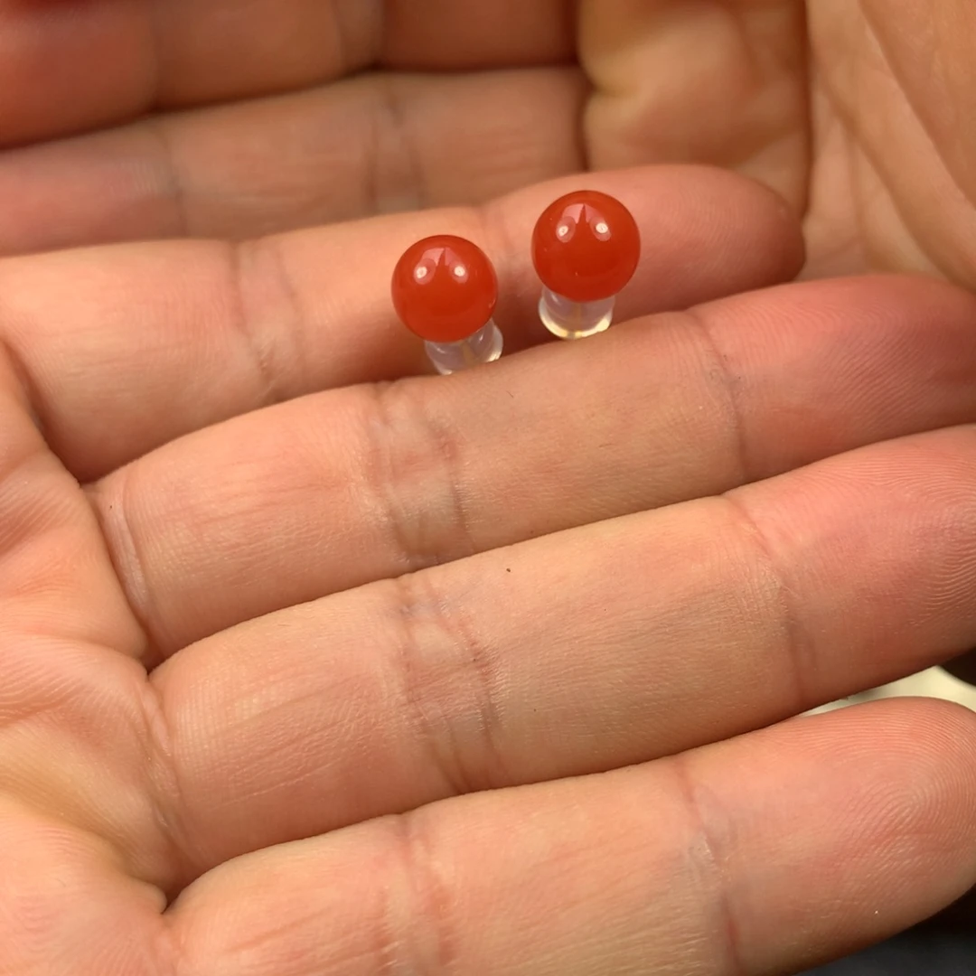 南红玛瑙珠子18K金镶嵌
