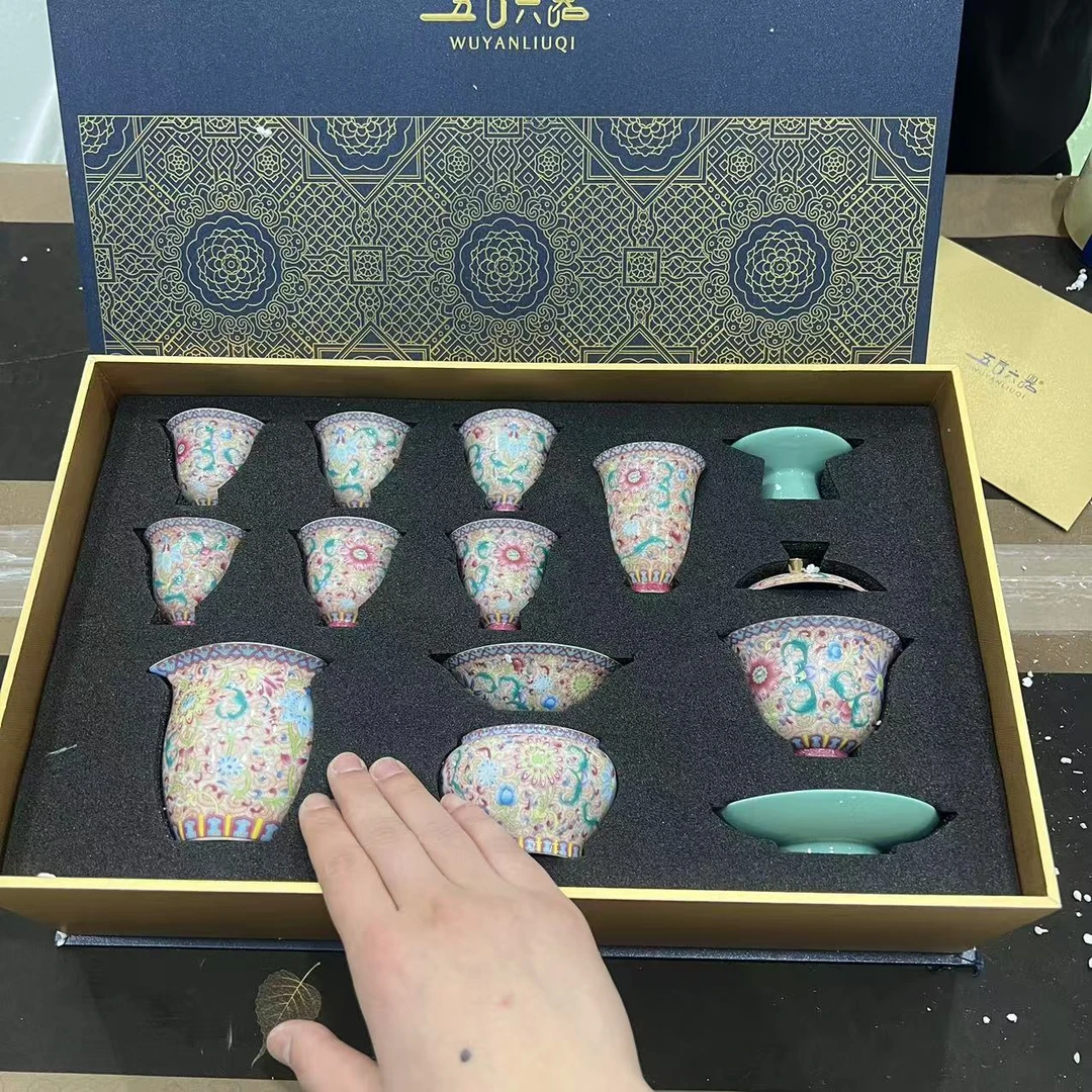 【闪购商品】五言六器12头静雅三才盖碗组