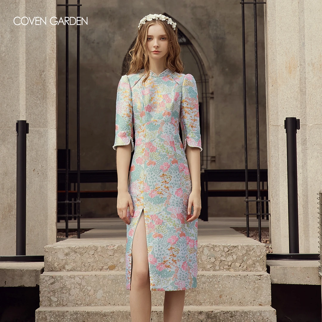 哥文花园新中式提花旗袍连衣裙CSC1082028