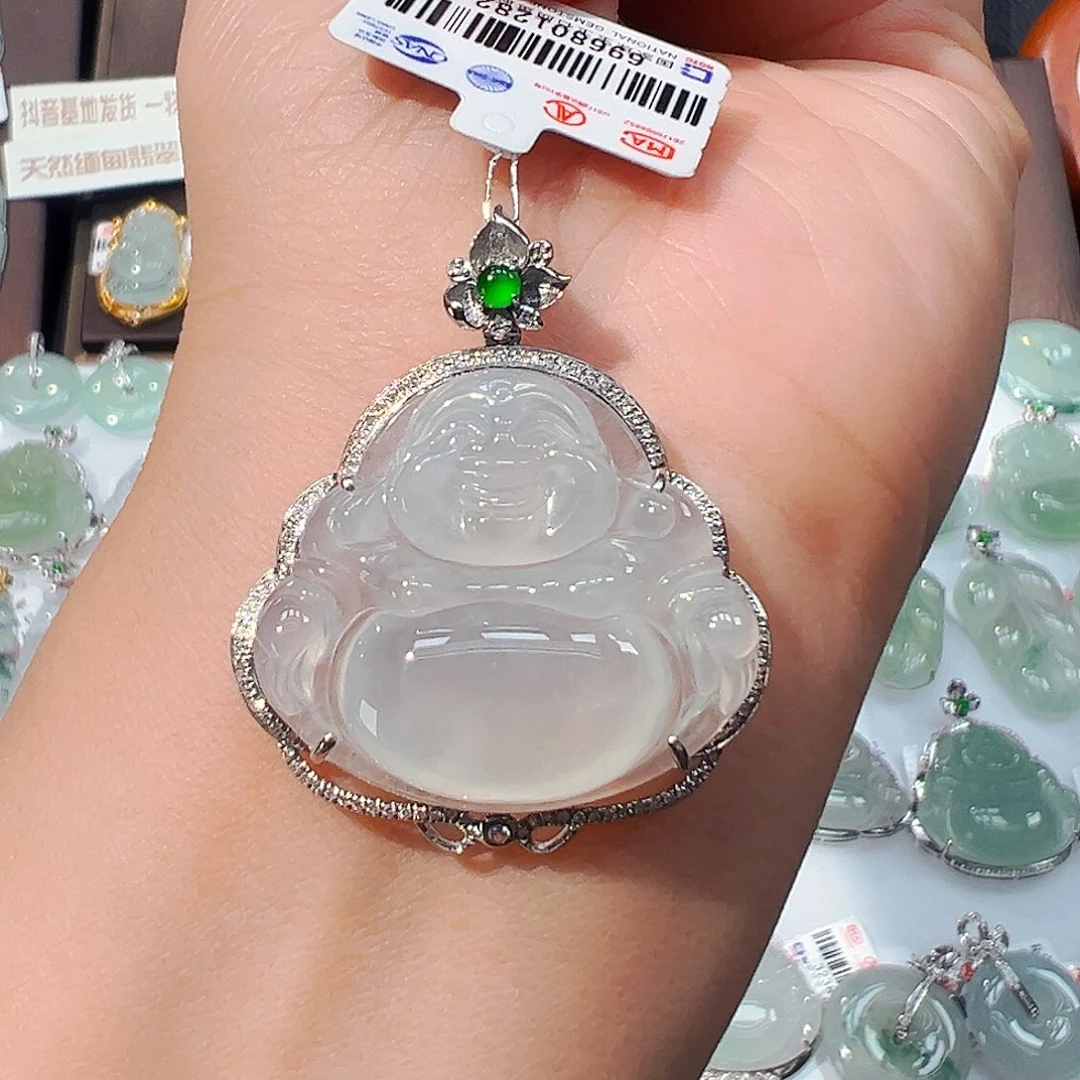 n***y翡翠18K金镶嵌吊坠(不含链)佛公