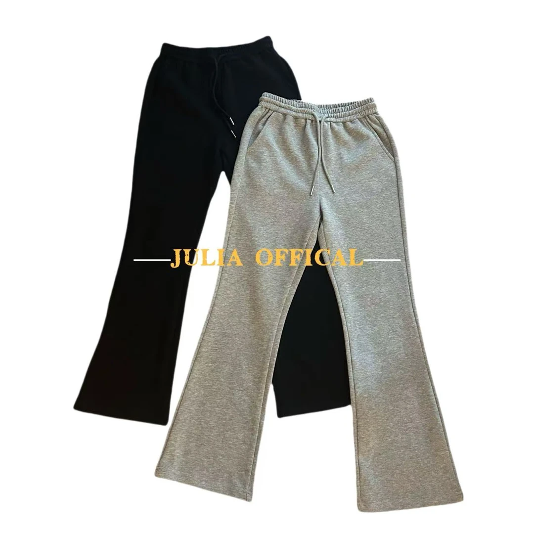 Julia姐姐】微喇筷子腿抽绳松紧带卫裤