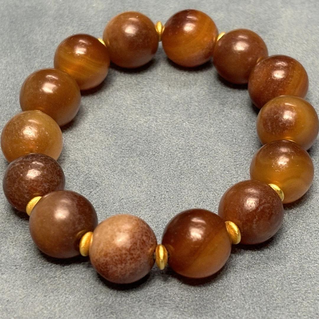 西亚糖球老玛瑙手串（尺寸13mm+个别差异化，实物为准）