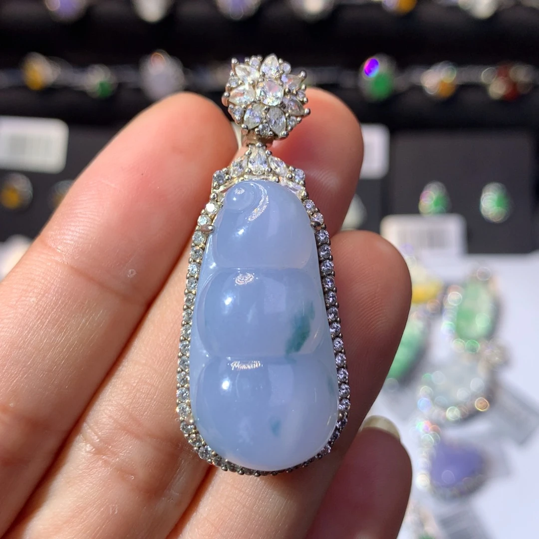 翡翠银S925镶嵌颈饰天然翡翠