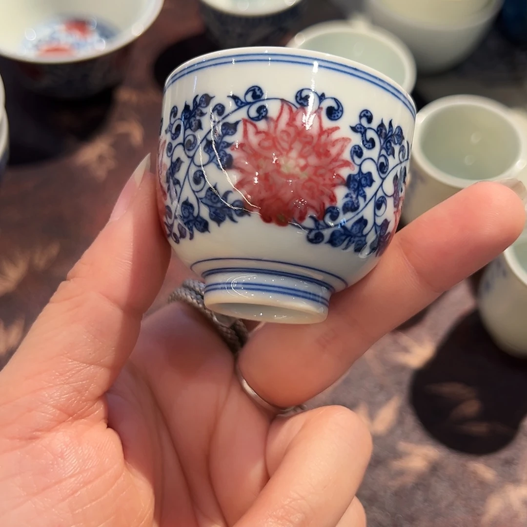 臻玉古坊原矿釉里红杯杯杯杯
